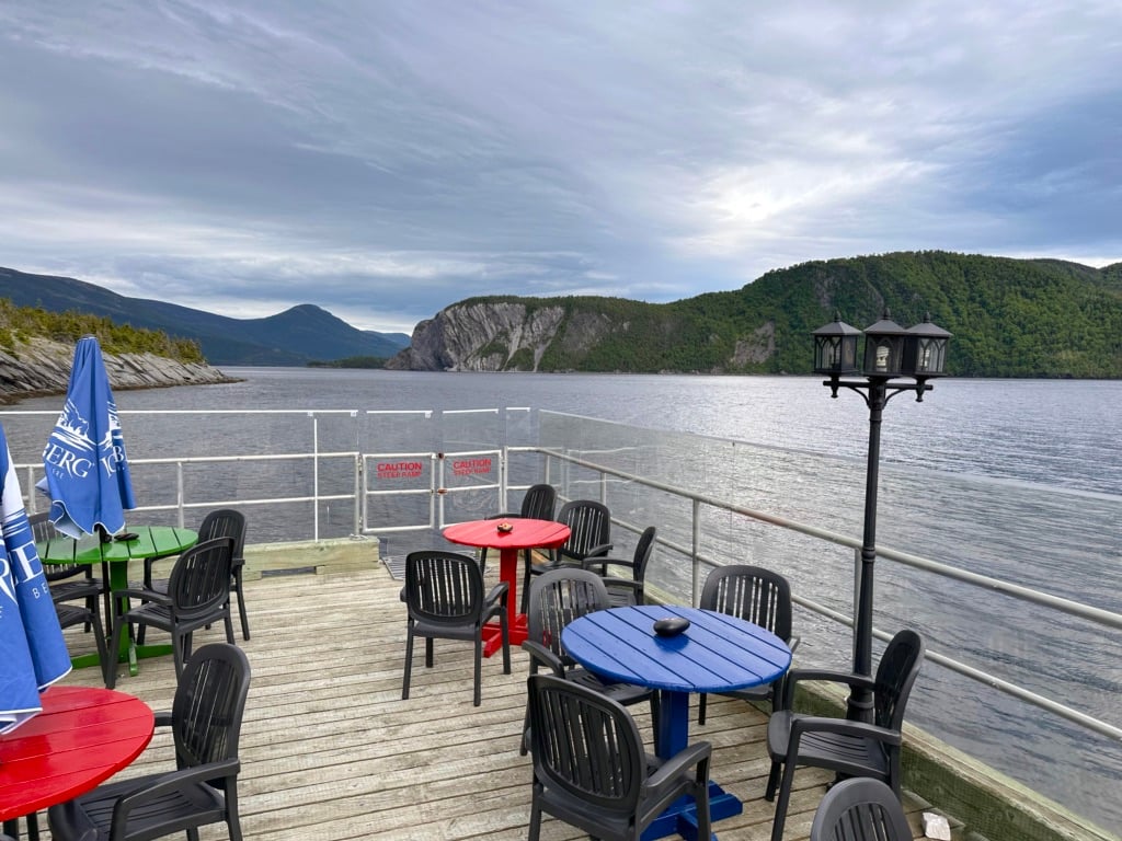 The patio at the Cat Stop Pub in Norris Point