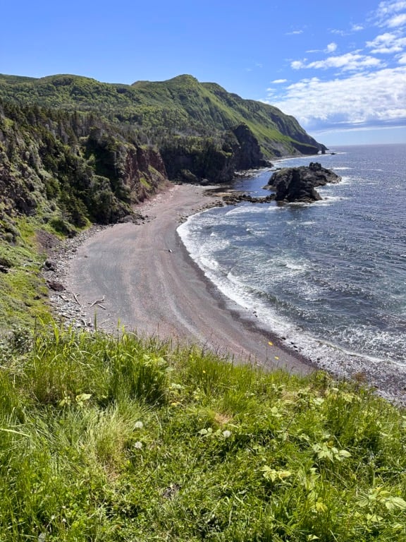 Looking down to the beach on the Green Gardens Trail