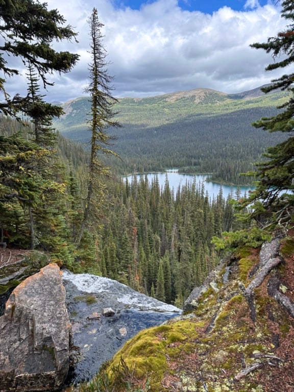 Looking down from the top of the waterfall to Egypt Lake.