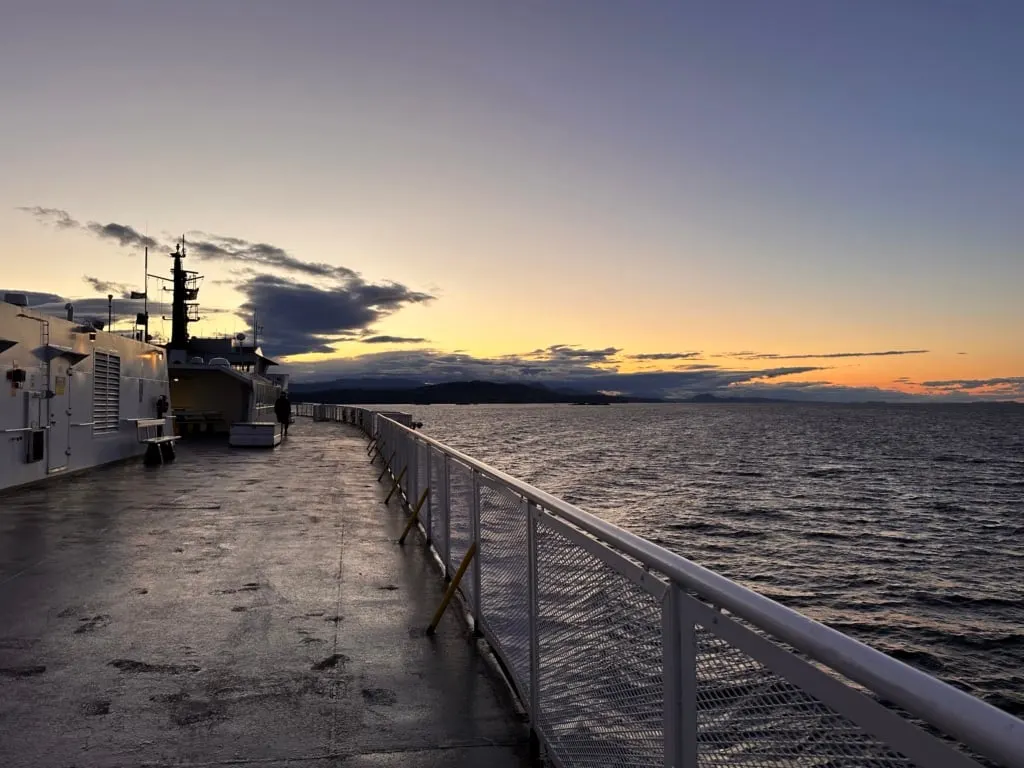 A sunset as seen from the deck of a BC Ferry in the Strait of Georgia