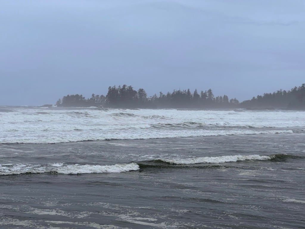 Storm watching at Incinerator Rock on Long Beach in Tofino