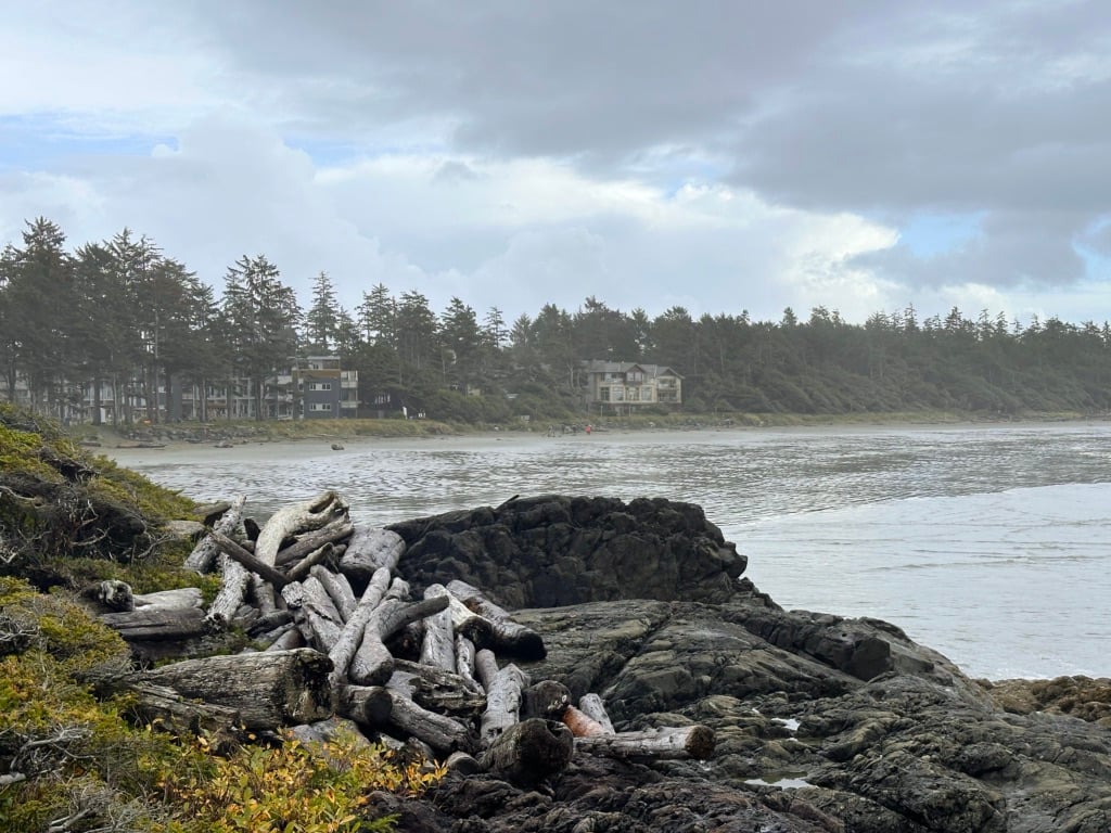 Looking down across Cox Bay Beach at the Pacific Sands and the Cox Bay Beach Resort