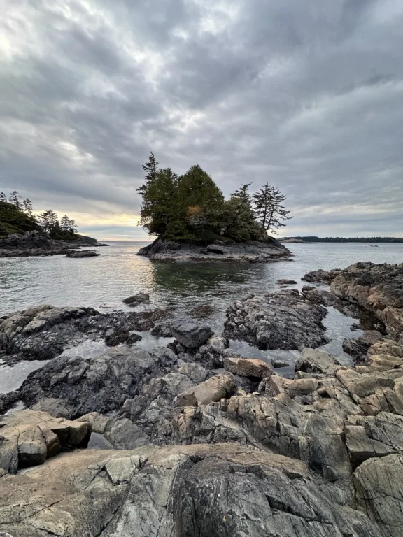 A rocky islet at Mackenzie Beach