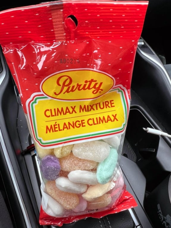 A package of Purity climax mix candies from Newfoundland