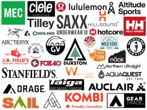 A collage of logos from Canadian hiking gear brands