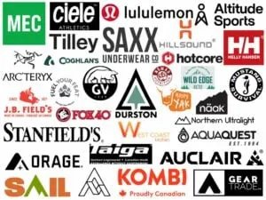 A collage of logos from Canadian hiking gear brands