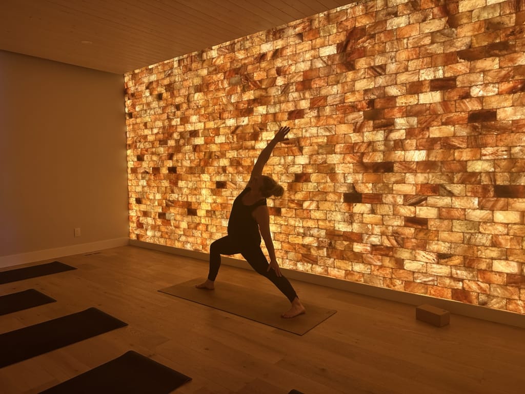 Yoga in the salt room at The Balcomo