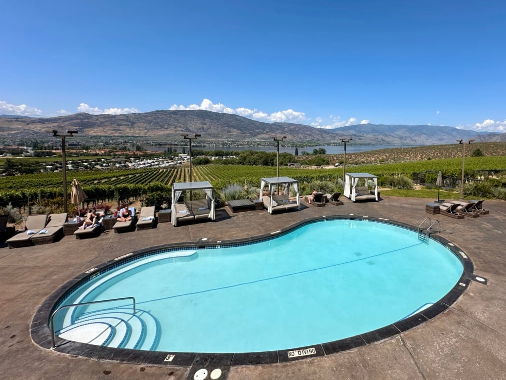 View from the patio at The Bear, The Fish, The Root & The Berry in Osoyoos