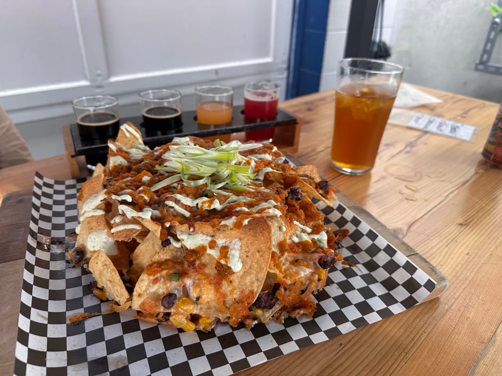 Nachos and beer at Cannery Brewing in Penticton