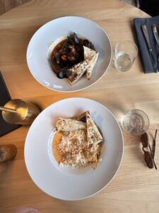Overhead shot of meals at The Hooded Merganser in Penticton