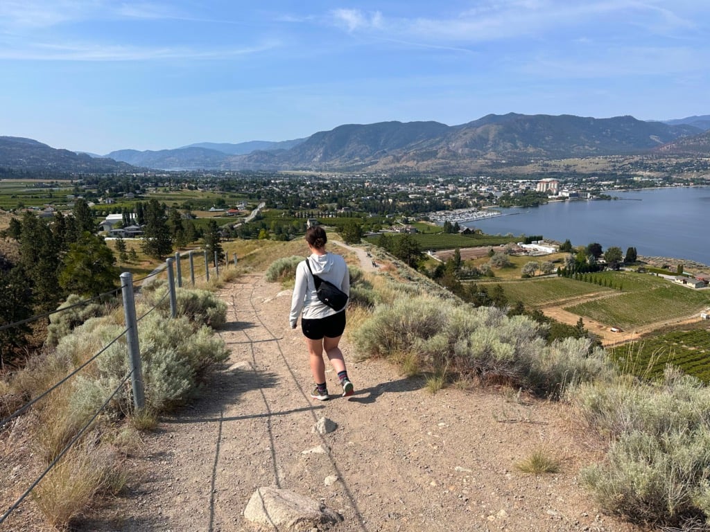 A woman hiking on Munson Mountain