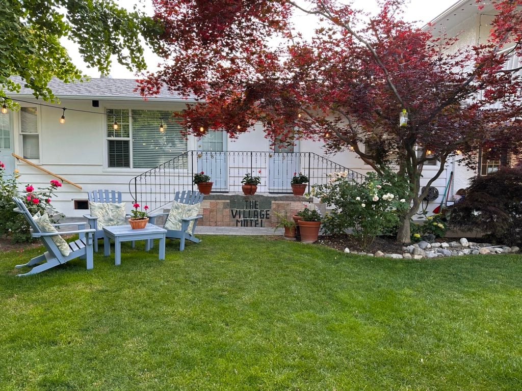 The garden at the Village Motel in Naramata
