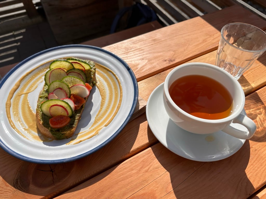 Avocado toast and tea at Wayne and Freda in Penticton