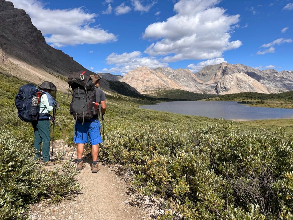 Hikers on the trail near Baker Lake in Banff National Park