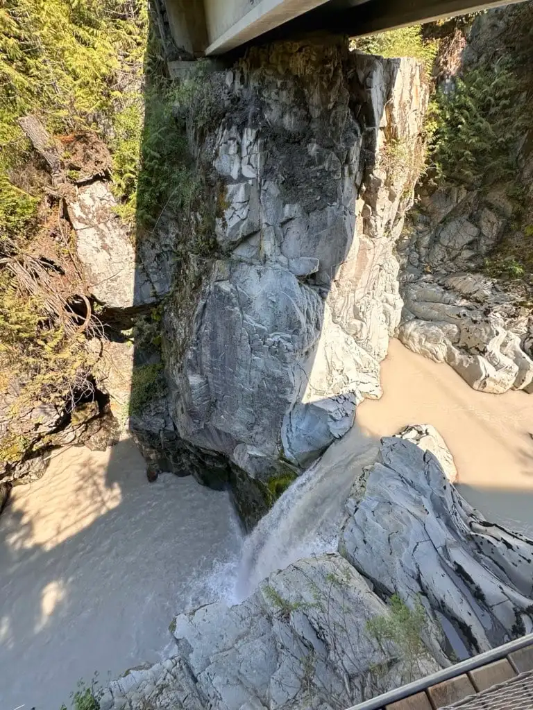 Overhead view of Mamquam Falls from Squamish Canyon.