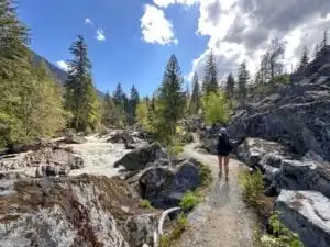 A hiker on the Gord's Garden section of the Sea to Sky Trail