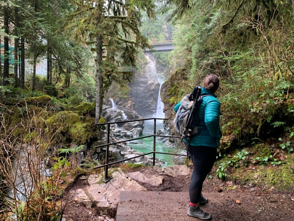A hiker at the Mamquam Falls Viewpoint