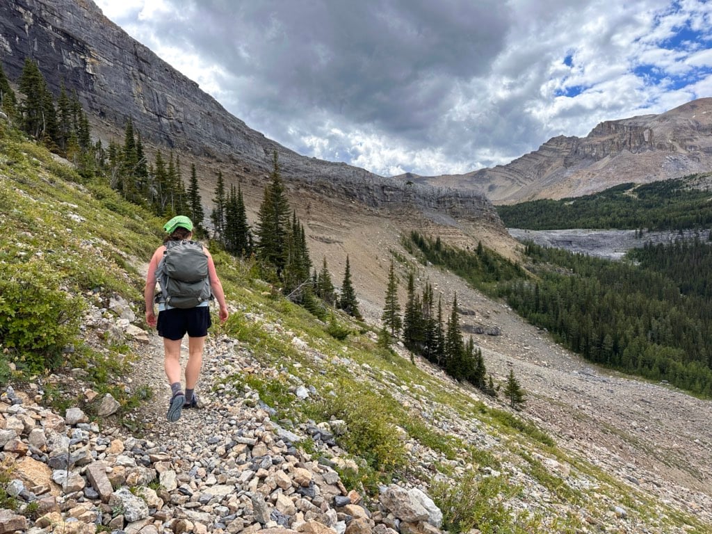 A hiker on the Merlin Lake Trail