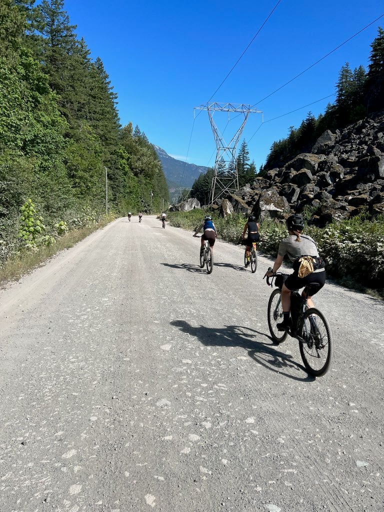 Gravel bikers on the Paradise Valley Road