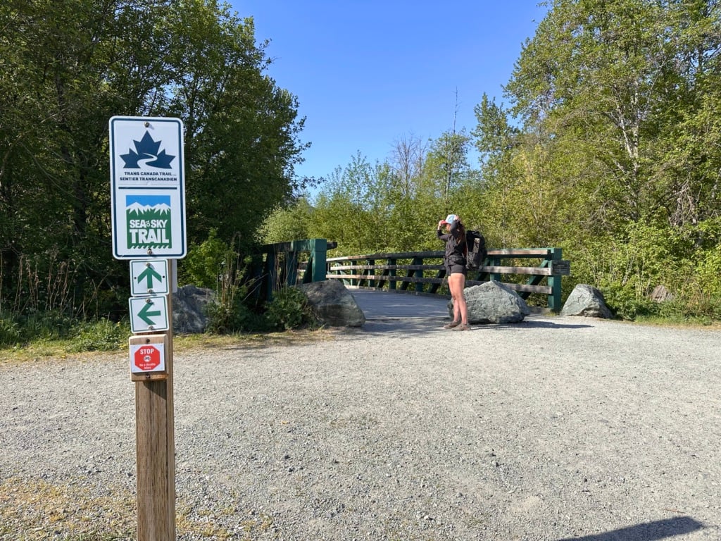 A Sea to Sky Trail sign near Pemberton Creek