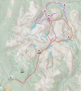 Map of the Skoki Loop trail in Banff National Park