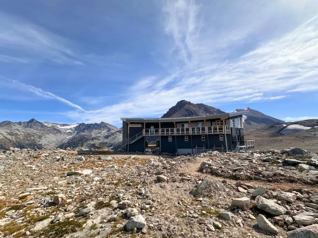 The exterior of Kees and Claire Hut near Russet Lake in Garibaldi Provincial Park