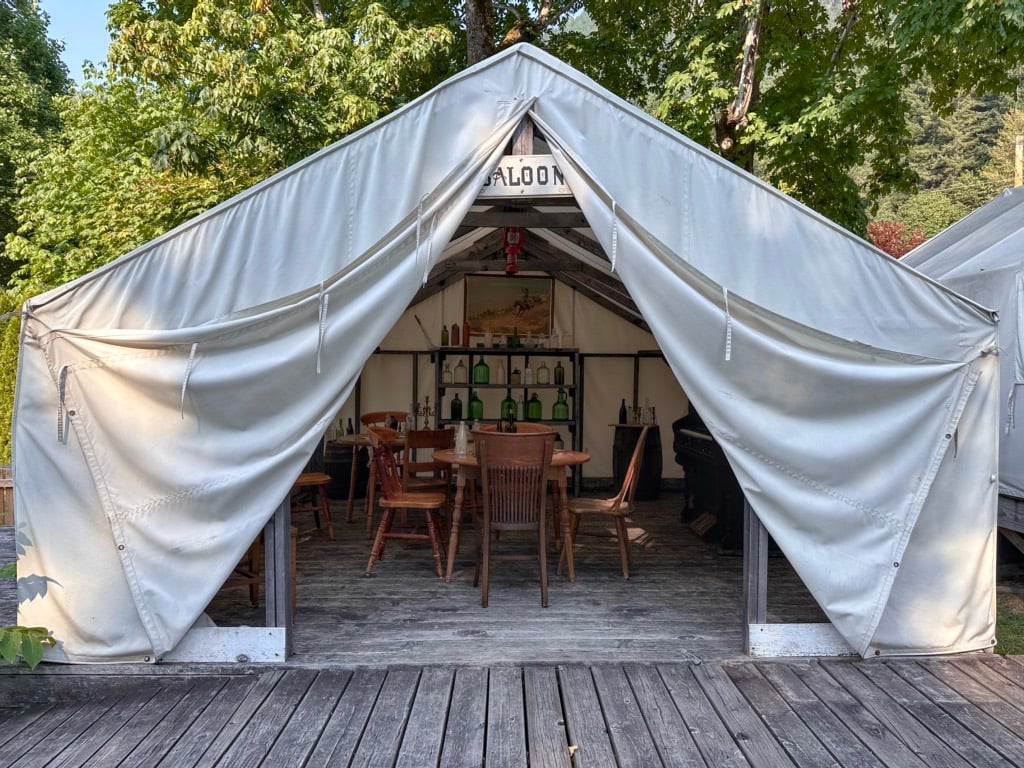 Tent exhibit at Yale Historic Site