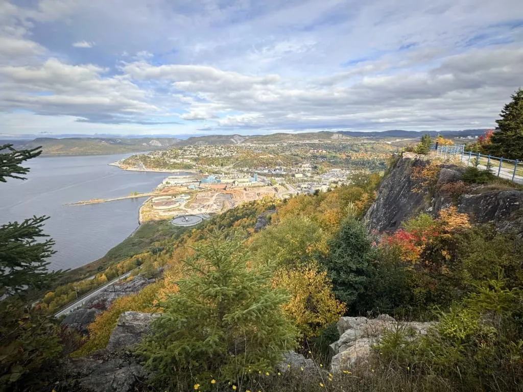 View of Corner Brook from Captain Cook Historic Site in Fall