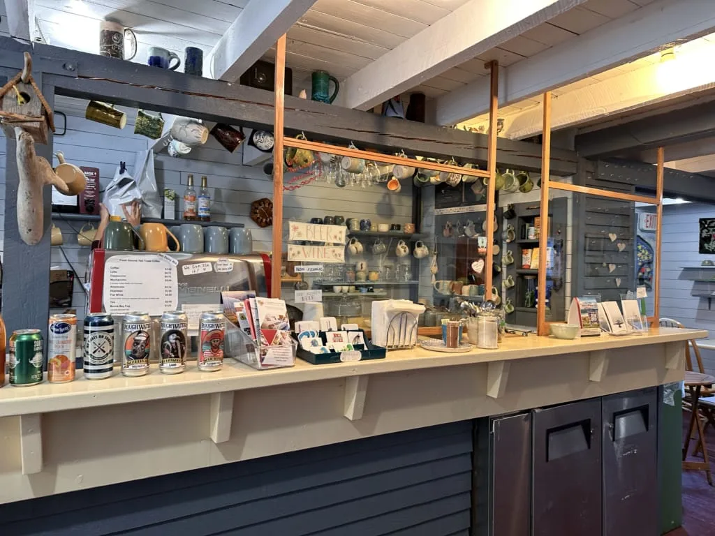 The coffee counter at Galliott Studios in Woody Point in Gros Morne National Park.
