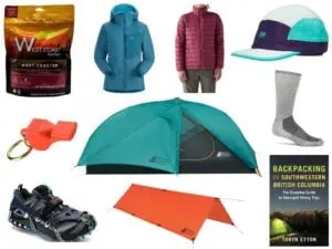 Product collage showing the best Canadian Hiking Gear Gifts