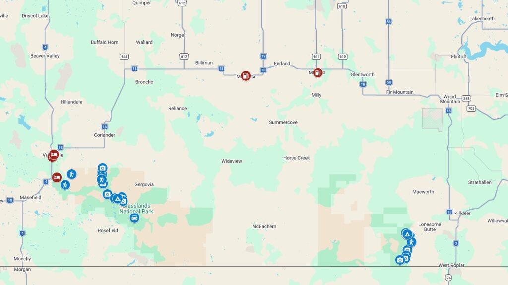 Google Map of Grasslands National Park