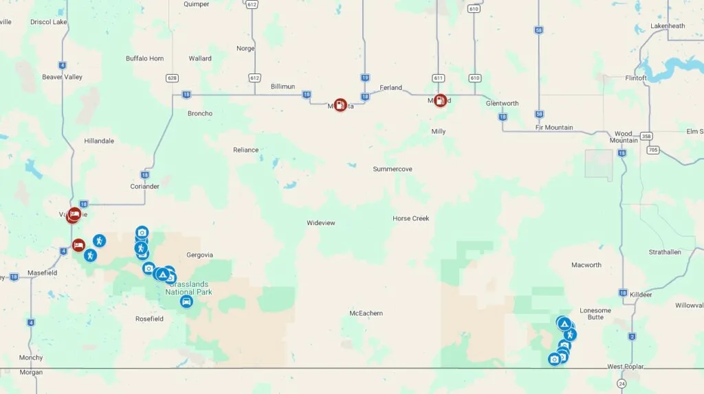 Google Map of Grasslands National Park