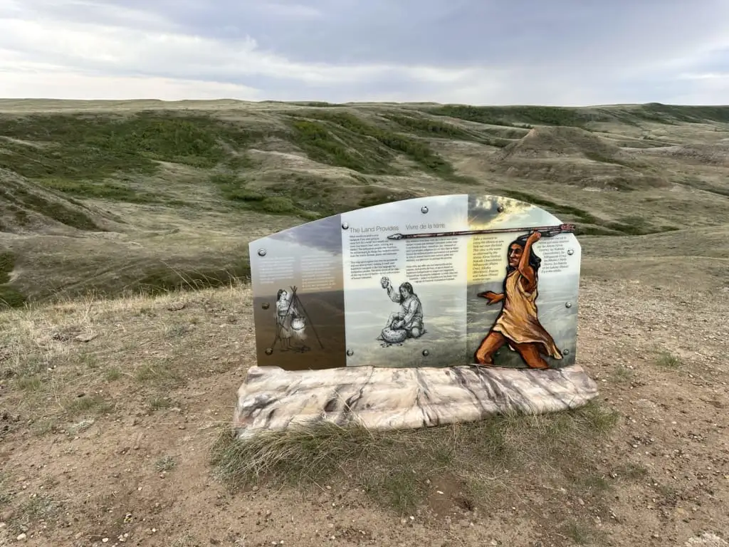 An info board about Indigenous history in Grasslands National Park