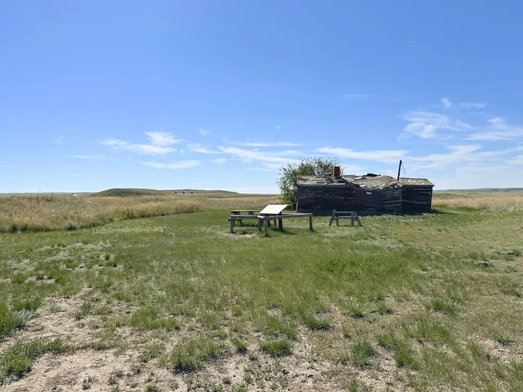 Crumbling ranch buildings in Grasslands National Park