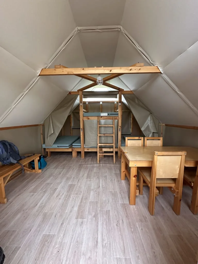 The inside of an oTENTik in Grasslands National Park