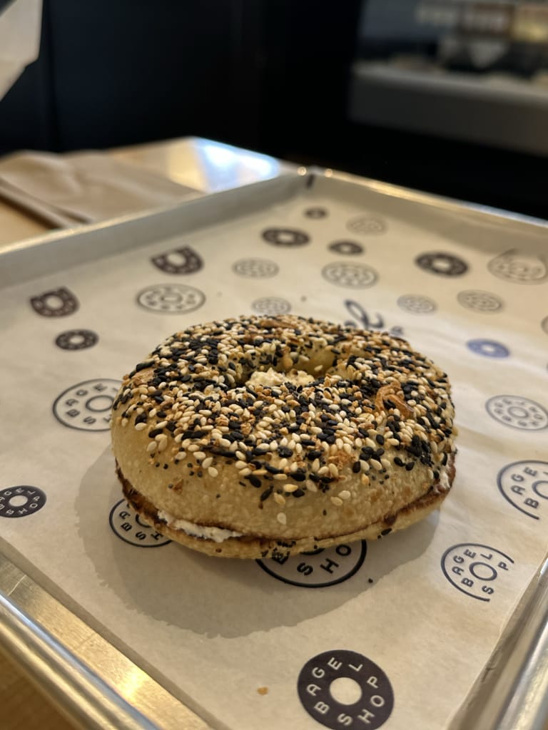 Everything bagel at Bagel Shop YXE in Saskatoon