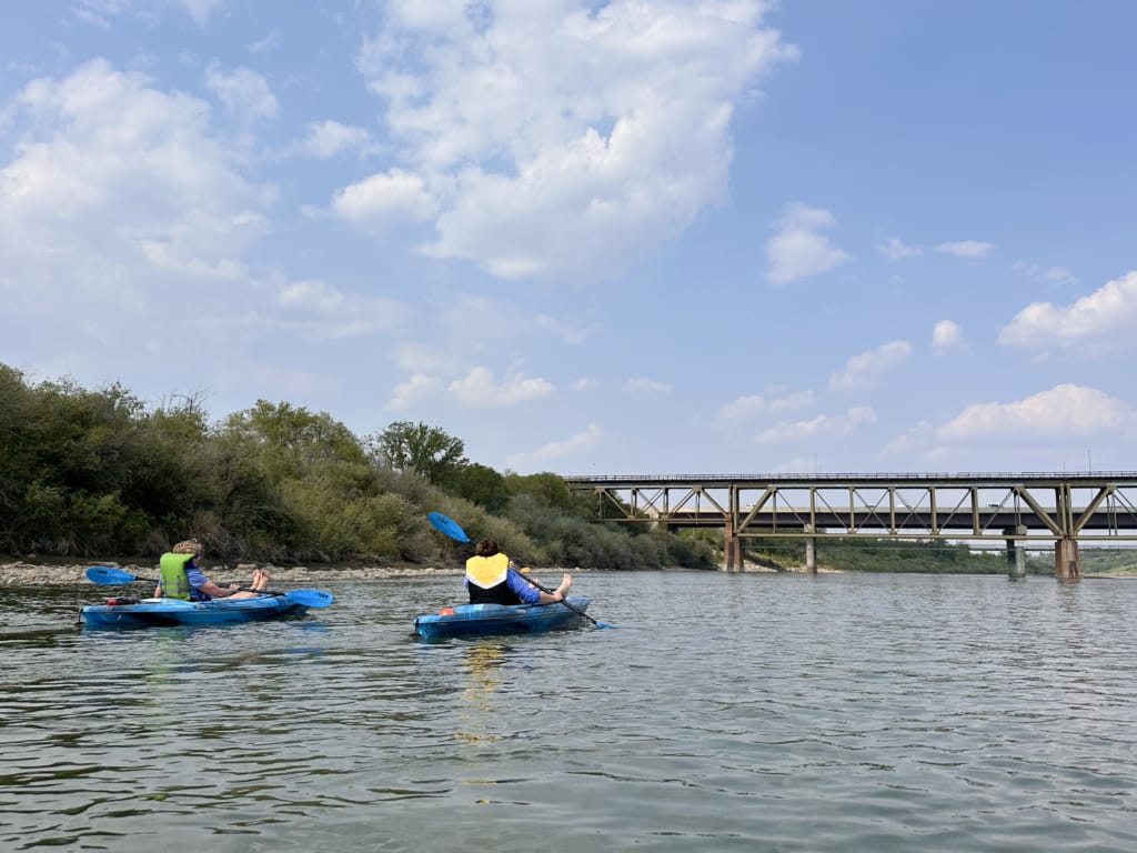Kayaking through downtown Saskatoon