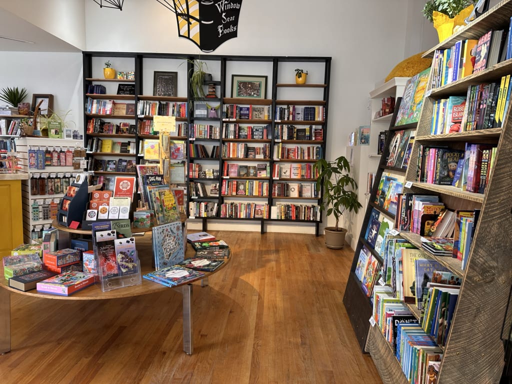 Books on display inside Windowseat Books in Nanaimo