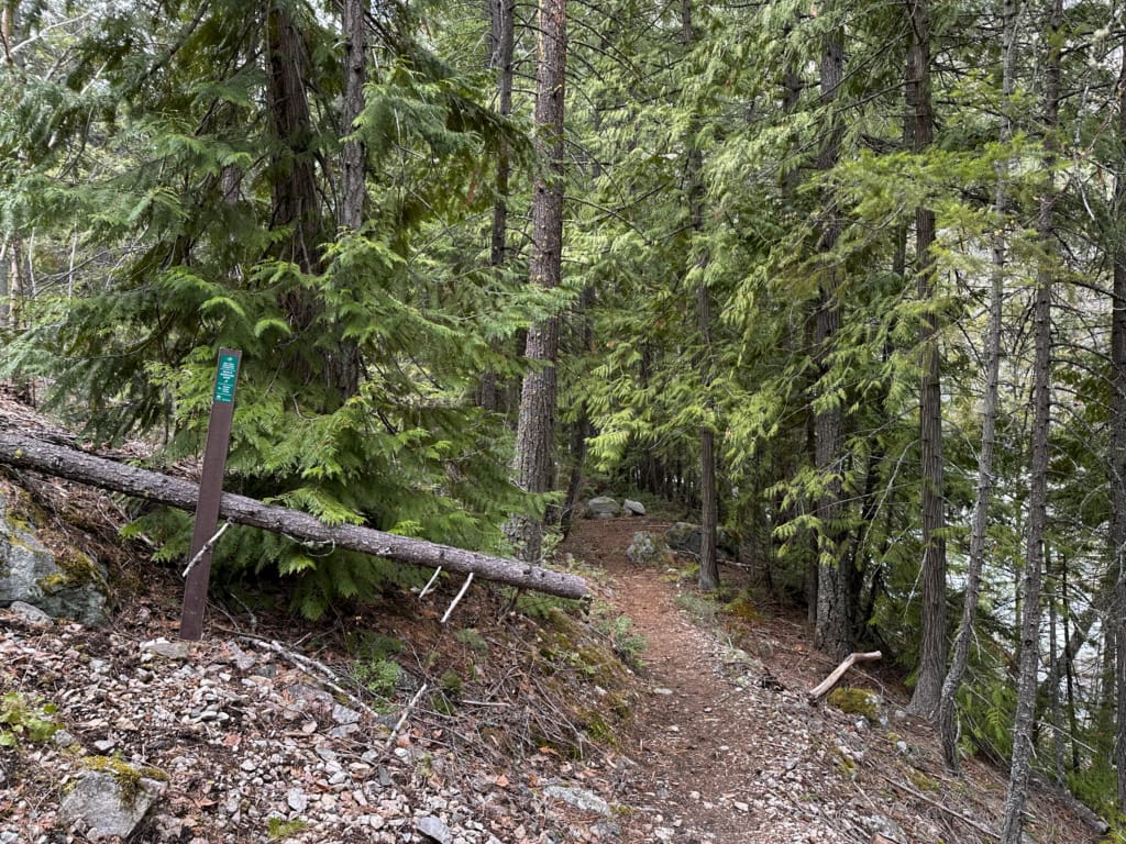 The sign at the start of the spur trail to Devil's Staircase Camp
