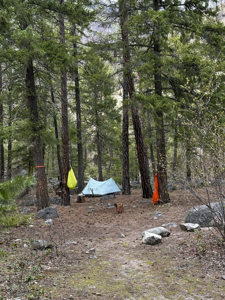 Tents at Loop Camp in the Lower Stein Valley