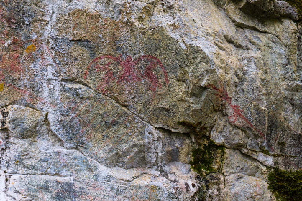 Close up of pictographs in the Stein Valley
