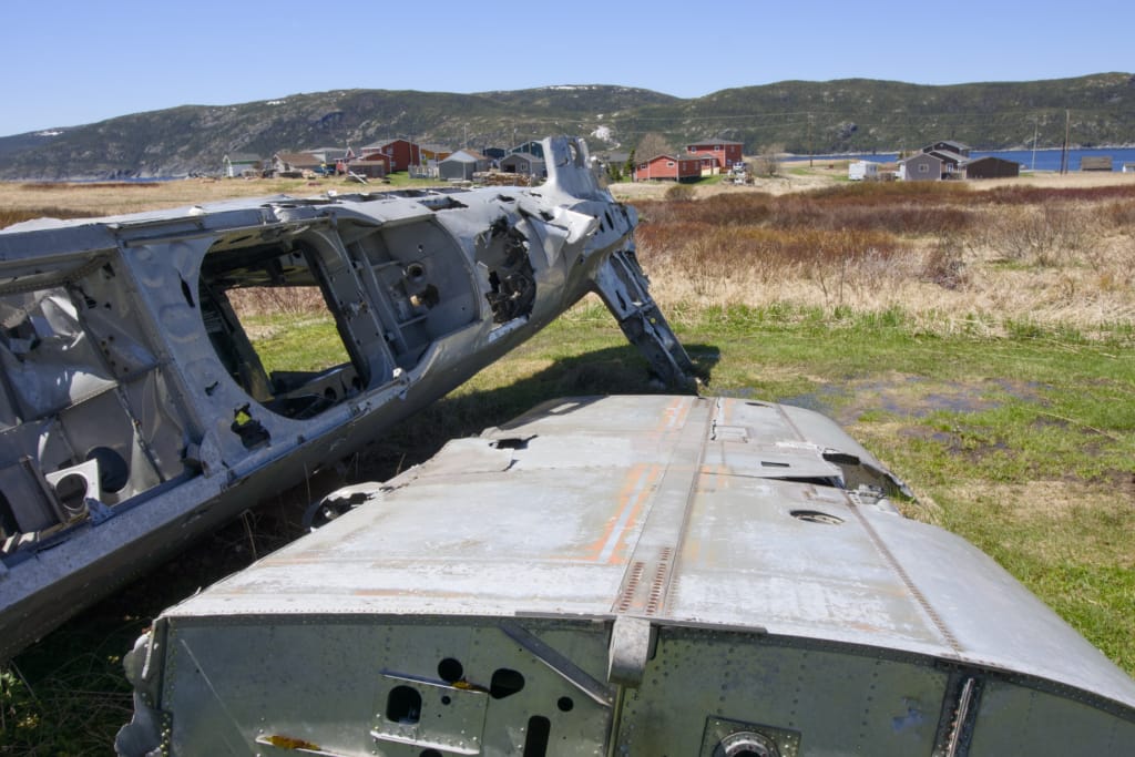 The remains of a WWII plane crash in Conche, Newfoundland