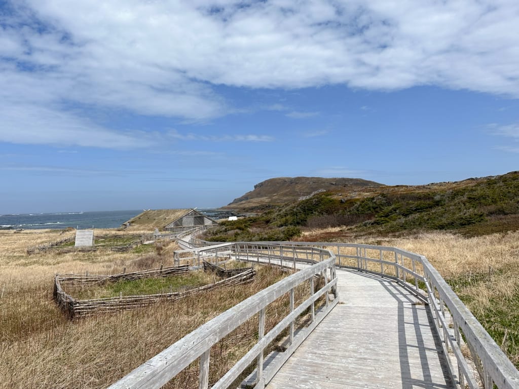 The entrance walkway to Norstead Viking Village in L'Anse aux Meadows on Newfoundland's Great Northern Peninsula