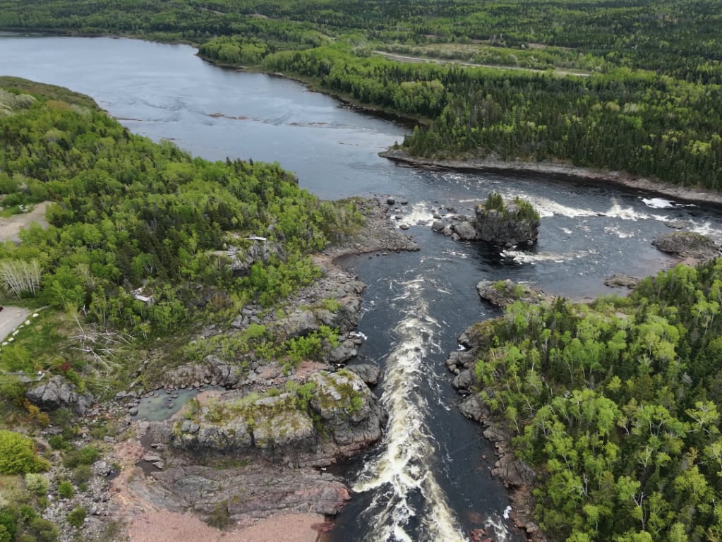 Canyon Park in Grand Falls-Windsor seen from a drone