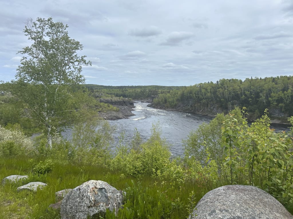 Looking downstream at Canyon Park in Grand Falls-Windsor, NL