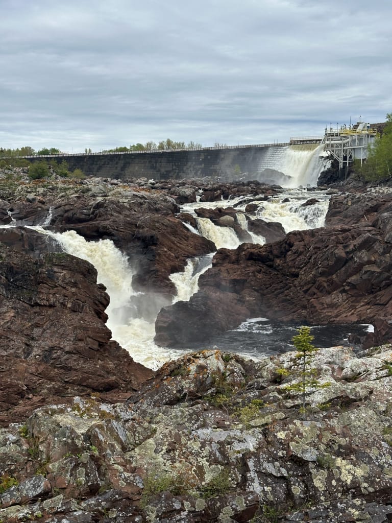 Grand Falls Dam seen from the Salmonid Interpretation Centre - one of the best attractions in Grand Falls-Windsor, NL