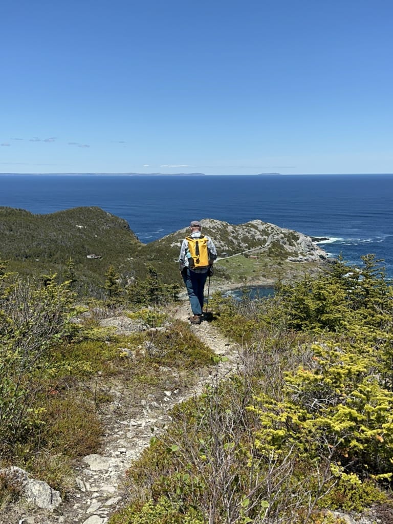 A hiker on the East Coast Trail near Biscan Cove. 