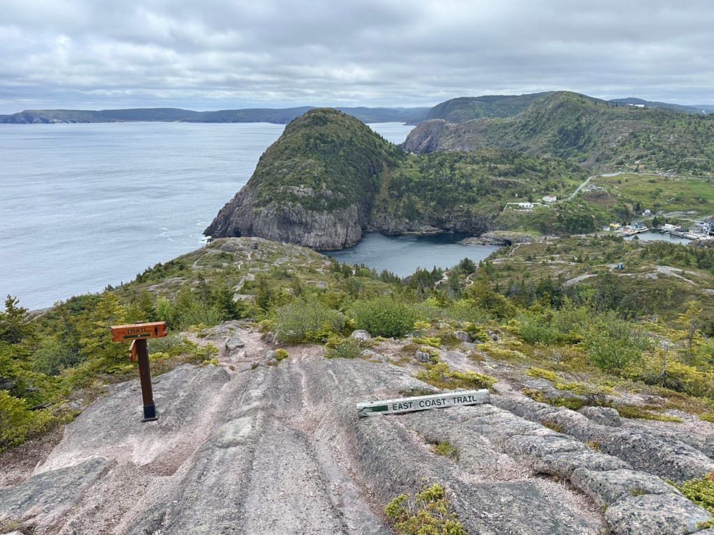 East Coast Trail signs on the Sugarloaf Path near Quidi Vidi, NL