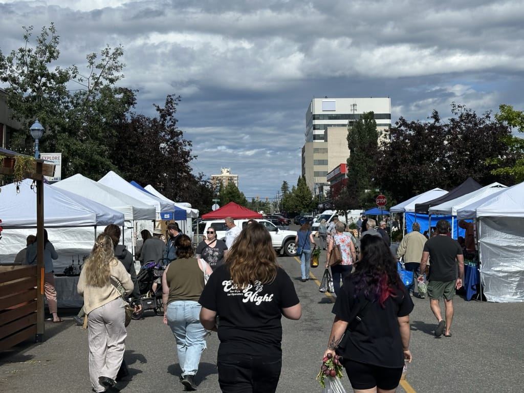 Shoppers at the Prince George Farmers Market
